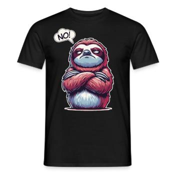 NO! Lazy Tired Sleepy Napping Sloth - Men's T-Shirt - black - Front - AI Model Male 178 light (178cm)