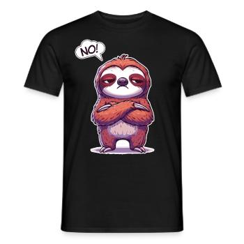 NO! Lazy Tired Sleepy Napping Sloth - Men's T-Shirt - black - Front - AI Model Male 178 light (178cm)