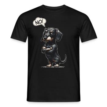 NON! Chien Wiener Teckel mignon à poil dur Sausag - T-shirt homme - noir - Devant - AI Model Male 178 light (178cm)