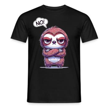 NO! Funny No Saying Cute Fun Sloth - Men's T-Shirt - black - Front - AI Model Male 178 light (178cm)
