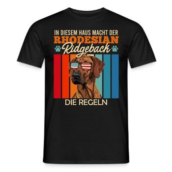 Ridgeback Besitzer HIER MACHT DER RIDGEBACK REGELN - Männer T-Shirt - Schwarz - Vorne - AI Model Male 178 light (178cm)