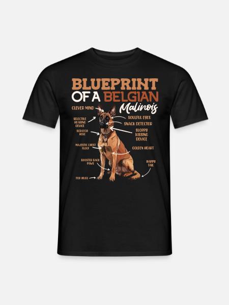 Malinois BLUEPRINT OF A BELGIAN MALINOIS Hund - Männer T-Shirt - Schwarz