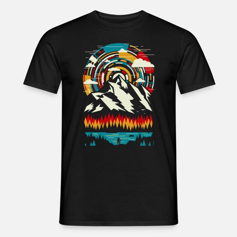 Outdoor - Moderner bunter Berg - Männer T-Shirt - Schwarz