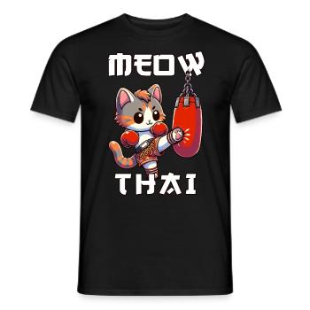 Muay Thai Boxing, Thai Boxing Kickboxen Meow Thai - Männer T-Shirt - Schwarz - Vorne - AI Model Male 178 light (178cm)