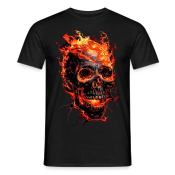 Crâne Flammes Crâne Feu Squelette Motard - T-shirt homme - noir - Devant - AI Model Male 178 light (178cm)