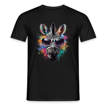 Zèbre Lunettes De Soleil Afrique Humour Fête Drôle Coloré - T-shirt homme - noir - Devant - AI Model Male 178 light (178cm)