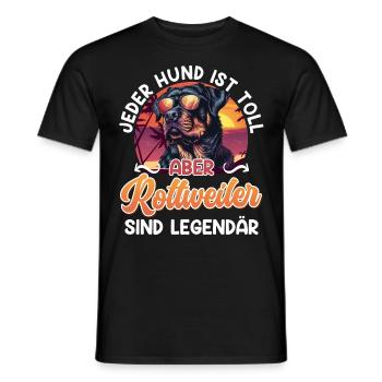 Rotti JEDER HUND IST TOLL ABER ROTTWEILER LEGENDÄR - Männer T-Shirt - Schwarz - Vorne - AI Model Male 178 light (178cm)
