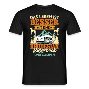 Camper LEBEN IST BESSER MIT EINEM RHODESIAN - Männer T-Shirt - Schwarz - Vorne - AI Model Male 178 light (178cm)