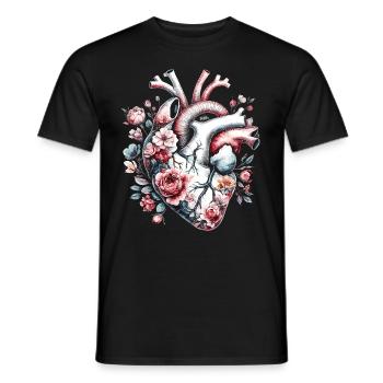 Florales anatomisches Herz - Männer T-Shirt - Schwarz - Vorne - AI Model Male 178 light (178cm)