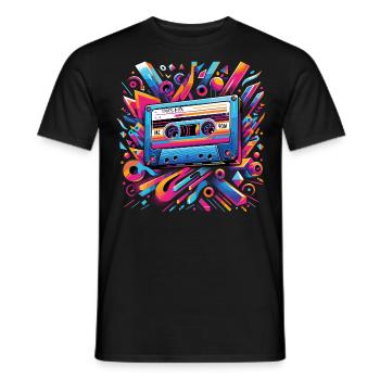 1980s music cassette mixtape gift for retro love - Men's T-Shirt - black - Front - AI Model Male 178 light (178cm)