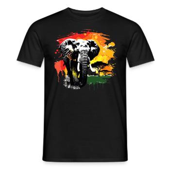 Éléphant Afrique Safari Nature nature sauvage aquarelle Art - T-shirt homme - noir - Devant - AI Model Male 178 light (178cm)