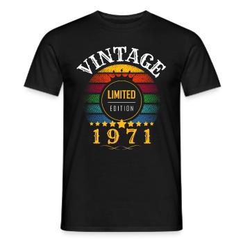 Vintage Retro Jahr 1971 Sonnenuntergang - Männer T-Shirt - Schwarz - Vorne - AI Model Male 178 light (178cm)