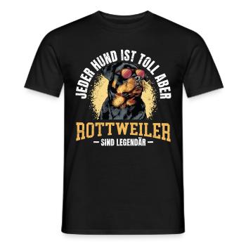 Rotti JEDER HUND IST TOLL ABER ROTTWEILER LEGENDÄR - Männer T-Shirt - Schwarz - Vorne - AI Model Male 178 light (178cm)