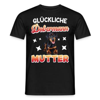 Doberman Frauen GLÜCKLICHE DOBERMANN MUTTER - Männer T-Shirt - Schwarz - Vorne - AI Model Male 178 light (178cm)