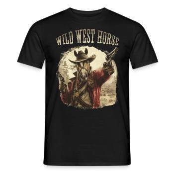 Wild West Horse. Western, Cowboy, Wildwestfan, - Männer T-Shirt - Schwarz - Vorne - AI Model Male 178 light (178cm)