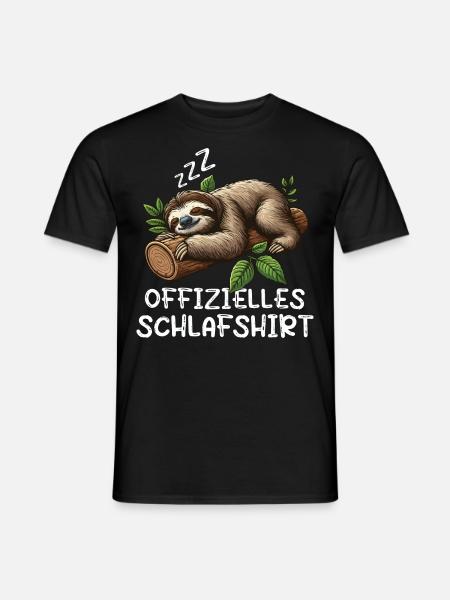 Offizielles Schlafshirt Faultier Faultierliebhaber - Männer T-Shirt - Schwarz