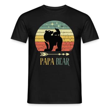 Papa Papa Ours Fête des Pères Ours Retro Kid Offspring - T-shirt homme - noir - Devant - AI Model Male 178 light (178cm)