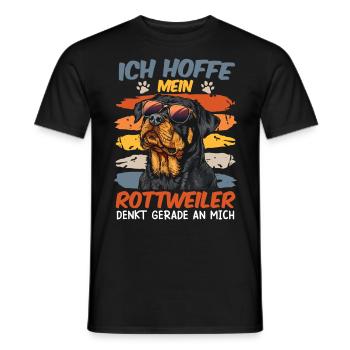 Rottweiler ICH HOFFE MEIN ROTTWEILER DENKT AN MICH - Männer T-Shirt - Schwarz - Vorne - AI Model Male 178 light (178cm)