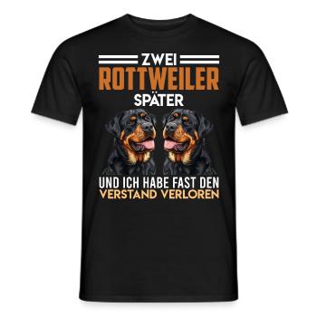 Rottie Besitzer ZWEI ROTTWEILER SPÄTER Lustiges - Männer T-Shirt - Schwarz - Vorne - AI Model Male 178 light (178cm)