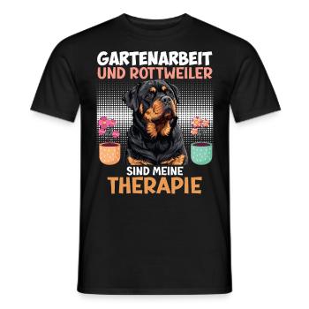 GARTENARBEIT UND ROTTWEILER SIND THERAPIE Rottie - Männer T-Shirt - Schwarz - Vorne - AI Model Male 178 light (178cm)