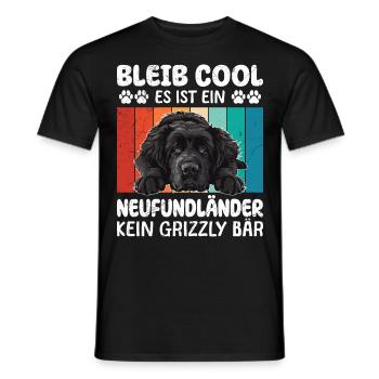 Neufundländer BLEIB COOL KEIN GRIZZLY BÄR NUR - Männer T-Shirt - Schwarz - Vorne - AI Model Male 178 light (178cm)