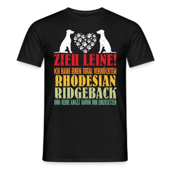 Rhodesian Ridgeback ZIEH LEINE RHODESIAN RIDGEBACK - Männer T-Shirt - Schwarz - Vorne - AI Model Male 178 light (178cm)