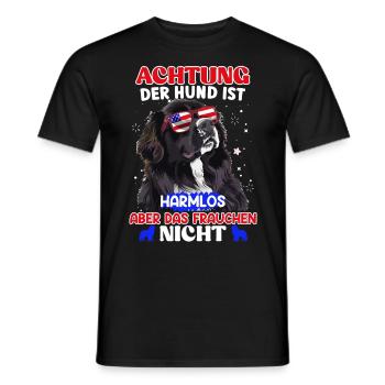 Neufundländer ACHTUNG DER HUND IST HARMLOS ABER - Männer T-Shirt - Schwarz - Vorne - AI Model Male 178 light (178cm)
