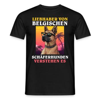 Malinois LIEBHABER VON BELGISCHEN SCHÄFERHUNDEN - Männer T-Shirt - Schwarz - Vorne - AI Model Male 178 light (178cm)