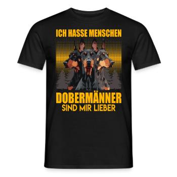 Doberman ICH HASSE MENSCHEN DOBERMÄNNER - Männer T-Shirt - Schwarz - Vorne - AI Model Male 178 light (178cm)