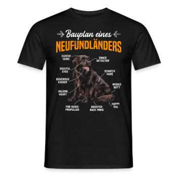 Neufundländer BAUPLAN EINES NEUFUNDLÄNDERS Lustig - Männer T-Shirt - Schwarz - Vorne - AI Model Male 178 light (178cm)
