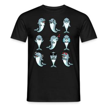 Émoticône de dauphin - T-shirt homme - noir - Devant - AI Model Male 178 light (178cm)