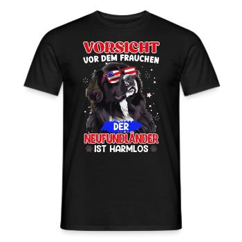 Newfie VORSICHT VOR DEM FRAUCHEN Neufundländer - Männer T-Shirt - Schwarz - Vorne - AI Model Male 178 light (178cm)
