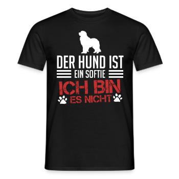 Neufundländer DER HUND IST EIN SOFTIE ICH NICHT - Männer T-Shirt - Schwarz - Vorne - AI Model Male 178 light (178cm)