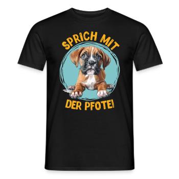 Lustiger Boxer Hund SPRICH MIT DER PFOTE Deutscher - Männer T-Shirt - Schwarz - Vorne - AI Model Male 178 light (178cm)