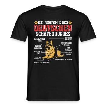ANATOMIE DES DEUTSCHEN SCHÄFERHUNDES Lustiges - Männer T-Shirt - Schwarz - Vorne - AI Model Male 178 light (178cm)