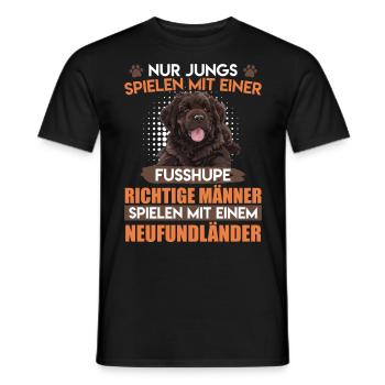 Neufundländer RICHTIGE MÄNNER SPIELEN MIT - Männer T-Shirt - Schwarz - Vorne - AI Model Male 178 light (178cm)