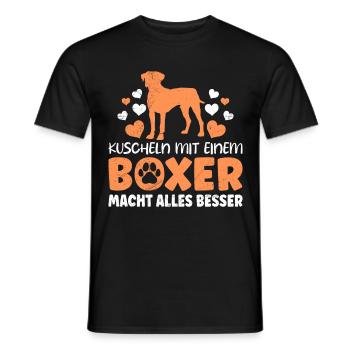 Hundebesitzer KUSCHELN MIT EINEM BOXER Sweet - Männer T-Shirt - Schwarz - Vorne - AI Model Male 178 light (178cm)