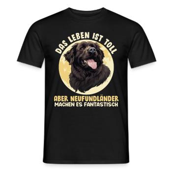 Newfie DAS LEBEN IST TOLL ABER NEUFUNDLÄNDER - Männer T-Shirt - Schwarz - Vorne - AI Model Male 178 light (178cm)