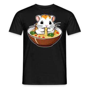 Niedlicher Hamster mit Ramen Suppe - Männer T-Shirt - Schwarz - Vorne - AI Model Male 178 light (178cm)