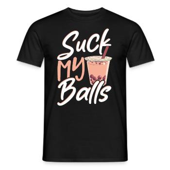 Boba Tea Matcha Flavored Tea Boba Tea Shirt Suck - Men's T-Shirt - black - Front - AI Model Male 178 light (178cm)
