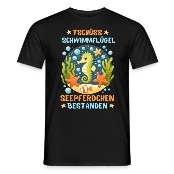 Hippocampe Étoile De Mer Piscine Enfants Fun - T-shirt homme - noir - Devant - AI Model Male 178 light (178cm)