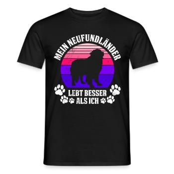 Newfie MEIN NEUFUNDLÄNDER LEBT BESSER ALS ICH - Männer T-Shirt - Schwarz - Vorne - AI Model Male 178 light (178cm)