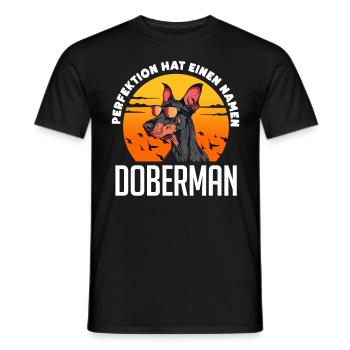 Doberman Besitzer PERFEKTION HAT EINEN NAMEN - Männer T-Shirt - Schwarz - Vorne - AI Model Male 178 light (178cm)