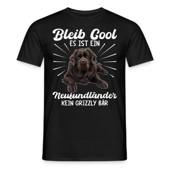 Neufundländer BLEIB COOL KEIN GRIZZLY BÄR NUR - Männer T-Shirt - Schwarz - Vorne - AI Model Male 178 light (178cm)