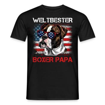 Deutscher Boxer USA WELTBESTER BOXER PAPA - Männer T-Shirt - Schwarz - Vorne - AI Model Male 178 light (178cm)