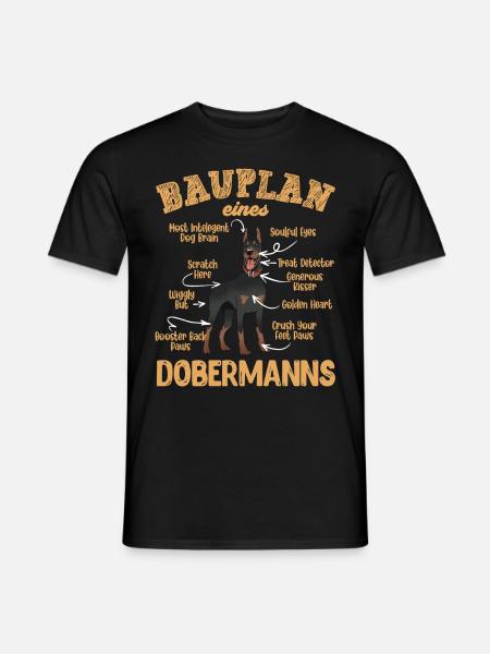 Dobermänner Hunde BAUPLAN OF A DOBERMAN Lustig - Männer T-Shirt - Schwarz