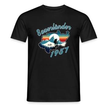 1957 anniversaire Sauerländer Original Retro Sunset - T-shirt homme - noir - Devant - AI Model Male 178 light (178cm)
