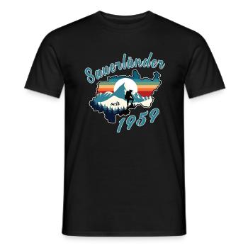 1959 anniversaire Sauerländer Original Retro Sunset - T-shirt homme - noir - Devant - AI Model Male 178 light (178cm)