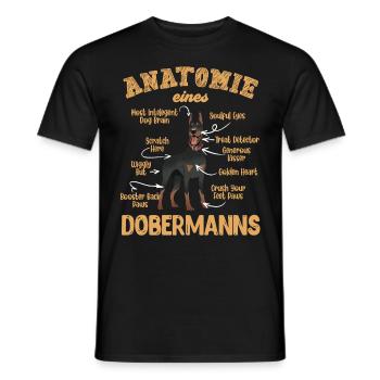 Doberman Besitzer ANATOMY OF A DOBERMAN Lustiges - Männer T-Shirt - Schwarz - Vorne - AI Model Male 178 light (178cm)