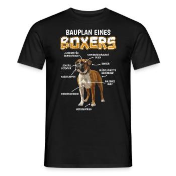 Deutscher Boxer BLUEPRINT OF A BOXER Lustiges - Männer T-Shirt - Schwarz - Vorne - AI Model Male 178 light (178cm)